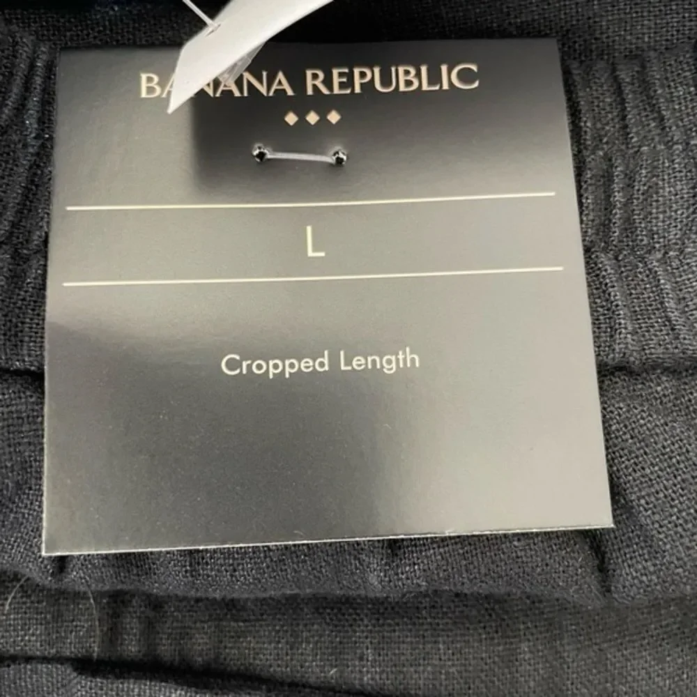 ✨BANANA REPUBLIC BLACK LINEN-BLEND CROPPED WIDE-LEG PANTS ✨